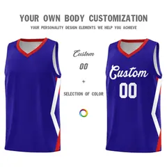 Royal Side Rhombus Graffiti Pattern Basketball Jersey 3