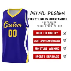 Royal Side Rhombus Graffiti Pattern Basketball Jersey 2