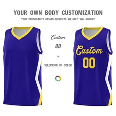 Royal Side Rhombus Graffiti Pattern Basketball Jersey 3