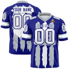 Royal Silver and White Graffiti Flag Football Jersey 1