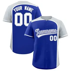 Royal Silver Color Block Authentic Baseball Jersey 1