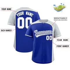 Royal Silver Color Block Authentic Baseball Jersey 2