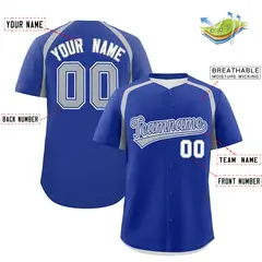 Royal Silver Color Block Authentic Baseball Jersey 2