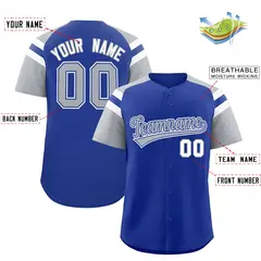 Royal Silver Contrast Raglan Baseball Jersey 2