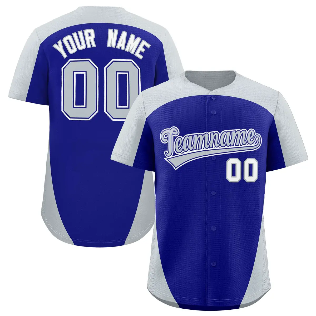 Royal Silver Edge Color Block Baseball Jersey