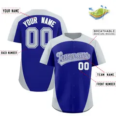 Royal Silver Edge Color Block Baseball Jersey 2