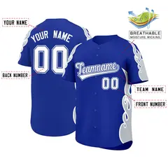 Royal Silver Flame Outline Side Pattern Basketball Jersey 2