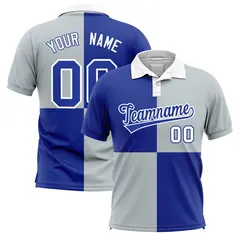 Royal Silver Four Squares Performance Polo Shirt 1
