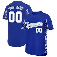 Royal Silver Leopard Graffiti Side Design Baseball Jersey 1