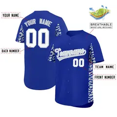 Royal Silver Leopard Graffiti Side Design Baseball Jersey 2
