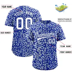 Royal Silver Leopard Print Baseball Jersey 2