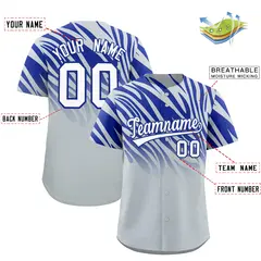 Royal Silver Tiger Stripe Gradient Baseball Jersey 2