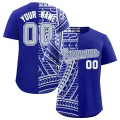 Royal Silver Tribal Split Baseball Jersey 1