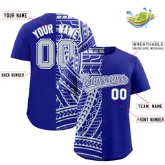 Royal Silver Tribal Split Baseball Jersey 2