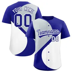 Royal Silver White Half Heart Color Block Baseball Jersey 1