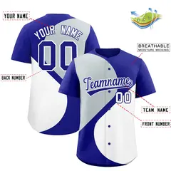 Royal Silver White Half Heart Color Block Baseball Jersey 2
