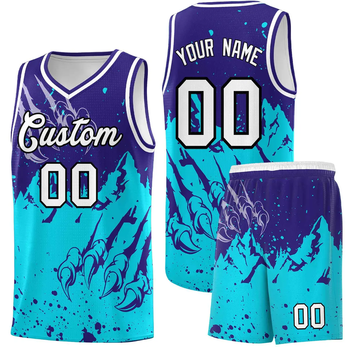 Royal Sky Blue Beast Pattern Sports Basketball Jersey