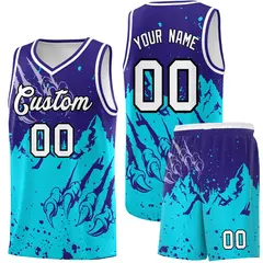 Royal Sky Blue Beast Pattern Sports Basketball Jersey 1