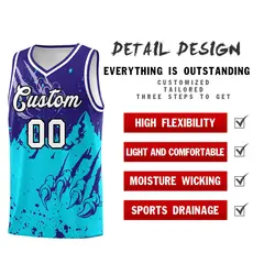 Royal Sky Blue Beast Pattern Sports Basketball Jersey 2