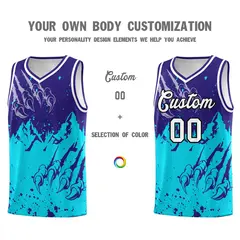 Royal Sky Blue Beast Pattern Sports Basketball Jersey 3