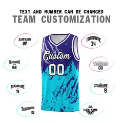 Royal Sky Blue Beast Pattern Sports Basketball Jersey 4
