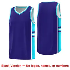 Royal Sky Blue Classic Color Block Varsity Basketball Jersey 6