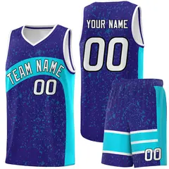 Royal Sky Blue Dot Graffiti Irregular Pattern Basketball Jersey 1