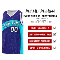 Royal Sky Blue Dot Graffiti Irregular Pattern Basketball Jersey 2