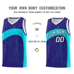 Royal Sky Blue Dot Graffiti Irregular Pattern Basketball Jersey 3