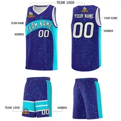 Royal Sky Blue Dot Graffiti Irregular Pattern Basketball Jersey 5