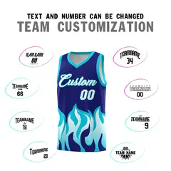 Royal Sky Blue Flame Pattern Sports Basketball Jersey 4