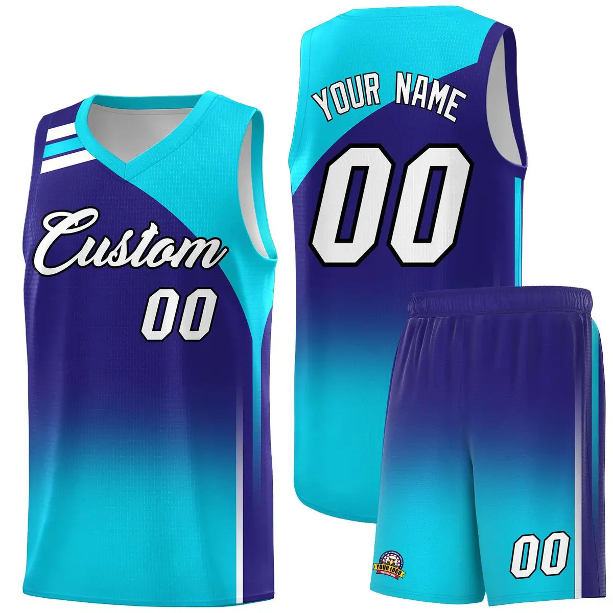 Royal Sky Blue Gradient Basketball Jersey