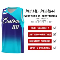 Royal Sky Blue Gradient Basketball Jersey 2