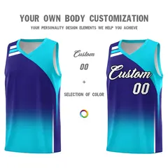 Royal Sky Blue Gradient Basketball Jersey 3