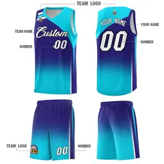 Royal Sky Blue Gradient Basketball Jersey 5