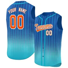 Royal Sky Blue Gradient Stripe Sleeveless Baseball Jersey