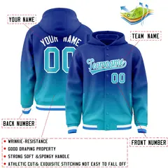 Royal Sky Blue Gradient Varsity Full-Snap Letterman Jacket Hoodie 4