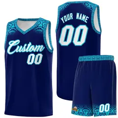 Royal Sky Blue Indians Pattern Basketball Jersey 1