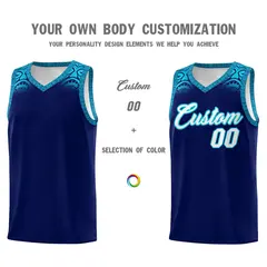 Royal Sky Blue Indians Pattern Basketball Jersey 3