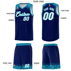 Royal Sky Blue Indians Pattern Basketball Jersey 5