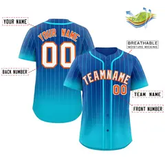Royal Sky Blue-Orange Gradient Stripe Baseball Jersey 2