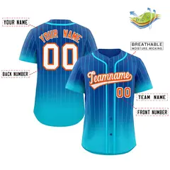 Royal Sky Blue-Orange Gradient Stripe Baseball Jersey 2