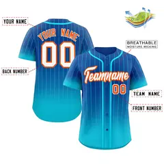 Royal Sky Blue-Orange Gradient Stripe Baseball Jersey 2