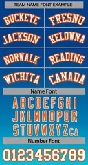 Royal Sky Blue-Orange Gradient Stripe Baseball Jersey 3