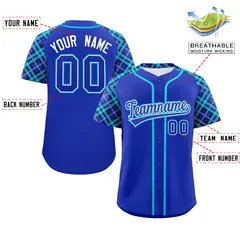 Royal-Sky Blue Raglan Sleeves Authentic Baseball Jersey 2