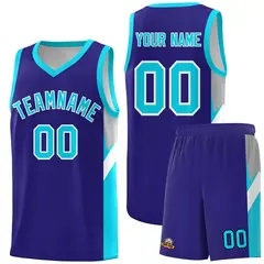 Royal Sky Blue Side Design Basketball Sports Uniform Jersey 1
