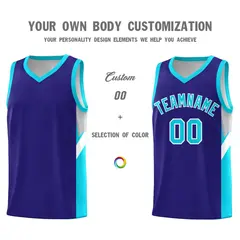 Royal Sky Blue Side Design Basketball Sports Uniform Jersey 3