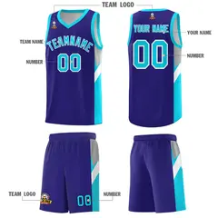 Royal Sky Blue Side Design Basketball Sports Uniform Jersey 5