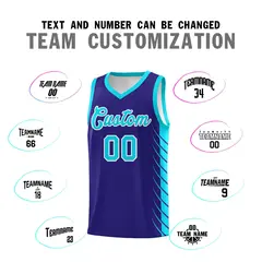 Royal Sky Blue Side Symmetrical Line Pattern Basketball Jersey 4