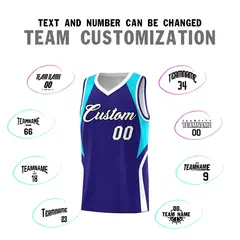 Royal Sky Blue White Color Block Basketball Jersey 4